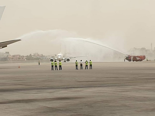 A Biman Bangladesh airline at IGI Airport in New Delhi on Monday. (Photo/ANI)