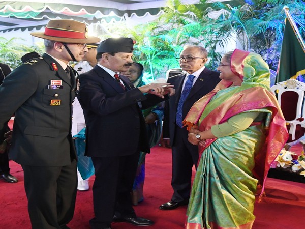 Bangladesh Prime Minister Sheikh Hasina with veterans of Indian Armed Forces in Dhaka on December 16
