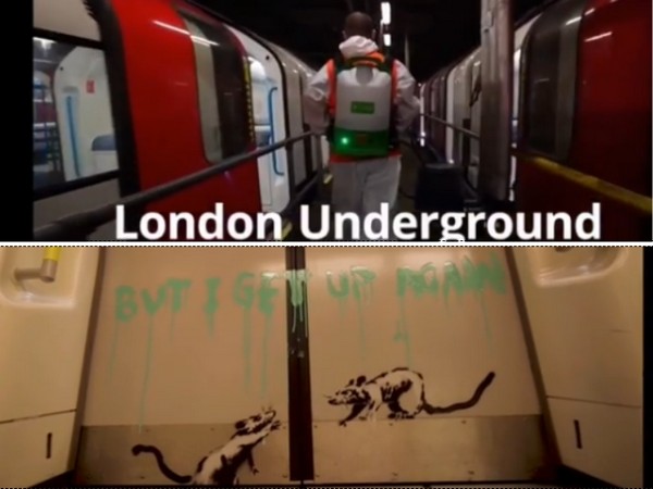 Renowned street artist Banksy creates artwork on London Underground (Image source: Instagram) 