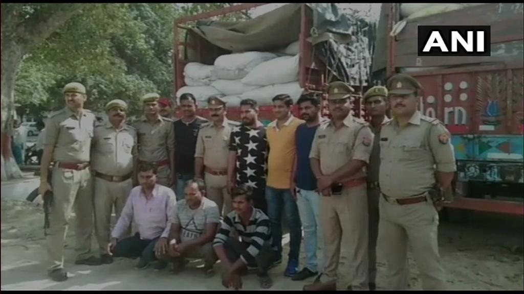 Uttar Pradesh Police siezed two trucks carrying 10, 400 kilograms of cannabis. Photo/ANI