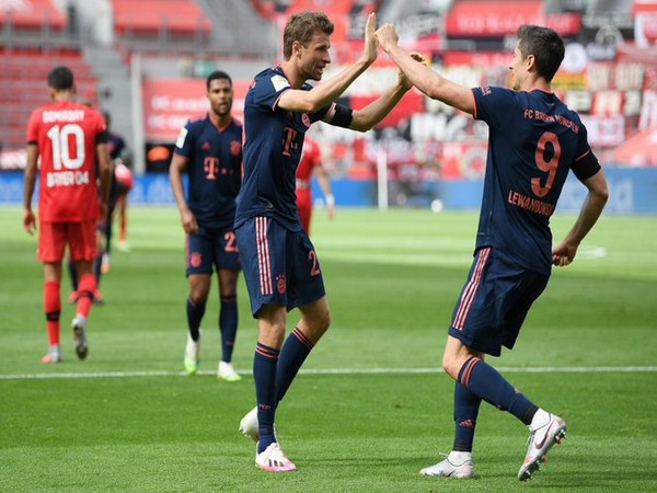 Bayern Munich players celebrating after scoring a goal. (Photo/Bayern Munich Twitter)