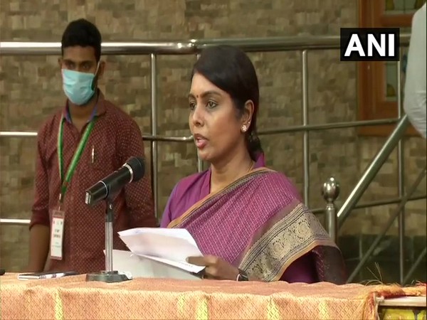 Tamil Nadu Health Secretary Beela Rajesh briefing press on Sunday in Chennai. Photo/ANI