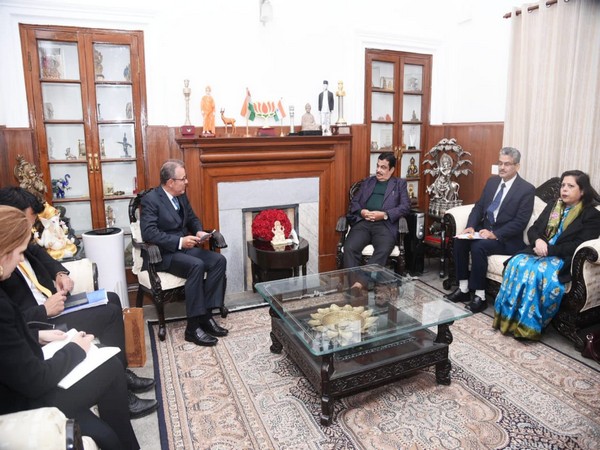 Union Road Minister Nitin Gadkari with Brazil's energy minister Bento Albuquerque in New Delhi on Wednesday