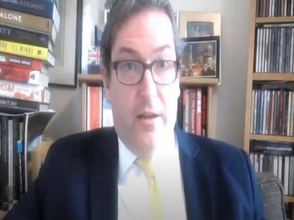 Benedict Rogers, co-founder of Hong Kong Watch and adviser to the World Uyghur Congress, speaking during the conference hosted by Brussels Press Club.