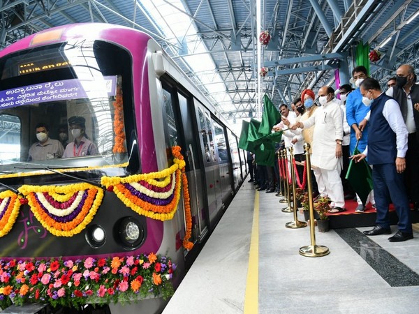 Karnataka CM Basavaraja Bommai inaugurating new section of metro rail in Bengaluru on August 29