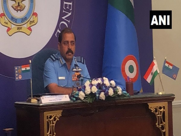 Chief of Indian Air Force (IAF), Air Chief Marshal RKS Bhadauria at a press conference in New Delhi on Friday. (Photo/ANI