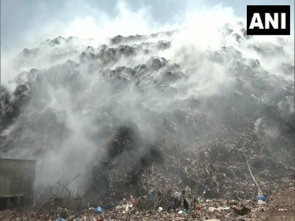 Visuals of fire from Bhalswa landfill site on April 27. (Photo/ANI)