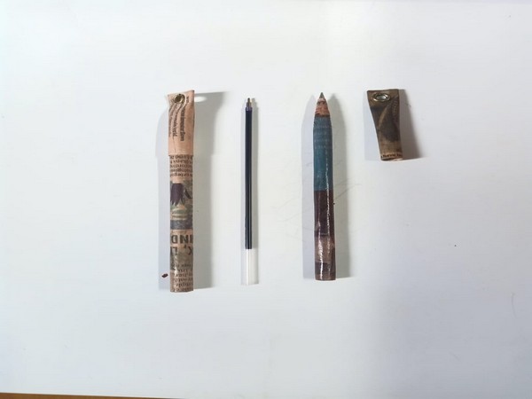 Eco-friendly pens made by Prem Panday and MD Ahmad Raza