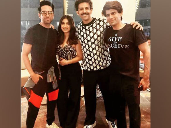 Bhumi Pednekar with Ayushmann Khurrana and Kartik Aaryan (Image Courtesy: Instagram)