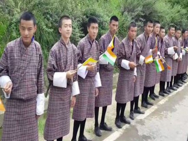 School children lined the streets waving Indian and Bhutanese flags to PM Narendra Modi on Saturday (Photo Credits: MEA Twitter)