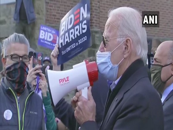 US Democratic presidential nominee Joe Biden addressing the public in Philadelphia on Tuesday on the election day.