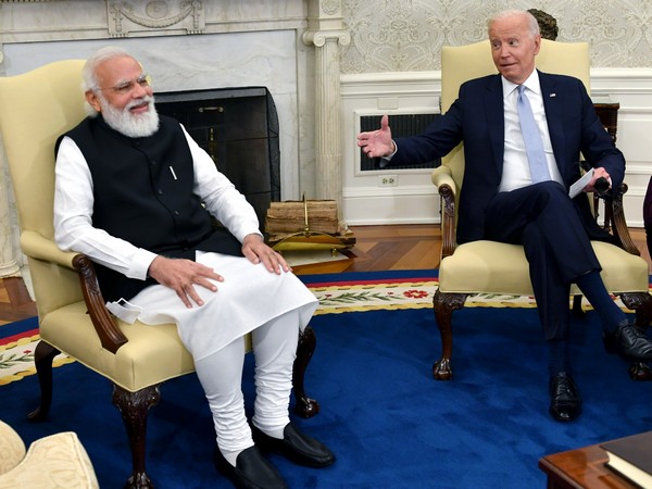 Prime Minister Narendra Modi and US President Joe Biden hold bilateral meeting at the Oval Office in the White House, in Washington DC on Friday. (Photo/ANI)
