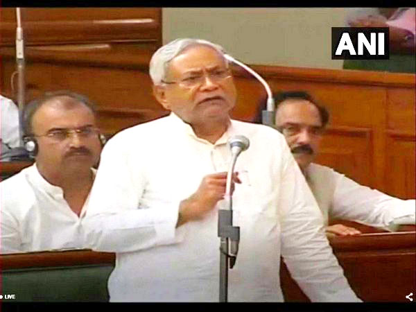 Bihar Chief Minister Nitish Kumar in Assembly on Monday. Photo/ANI