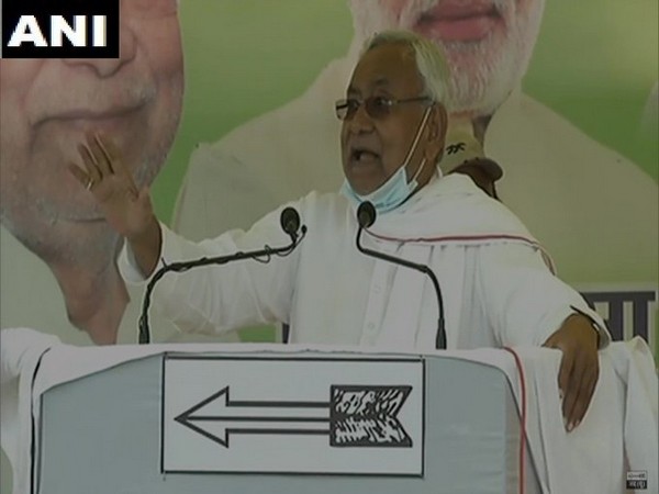 Bihar Chief Minister Nitish Kumar during an election rally in Hilsa, Nalanda on Tuesday. (Photo/ANI)