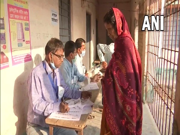 A visiual from a polling station in Bihar's Kusheshwar Asthan assembly seat during by-polls on Saturday. (Photo/ ANI)