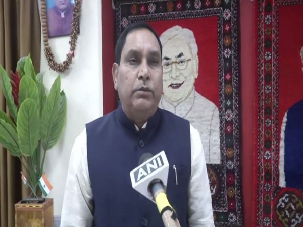 Bihar Minister and JDU leader Maheshwar Hazari speaking to ANI in Patna on Friday. Photo/ANI