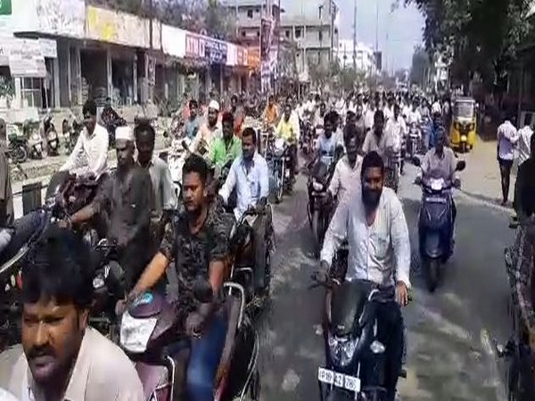 AJAC taking out a bike rally in Krishna on Tuesday. Photo/ANI