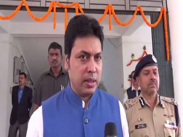Tripura Chief Minister Biplab Kumar Deb speaking to reporters in Gakulnagar on Tuesday. Photo/ANI