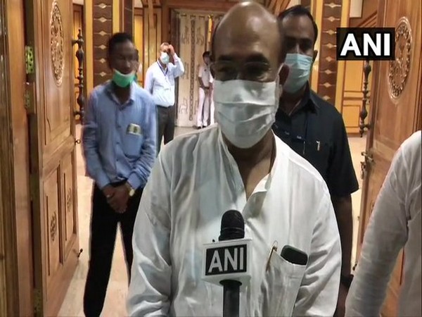 Manipur CM N Biren Singh talking to ANI on Monday. Photo/ANI