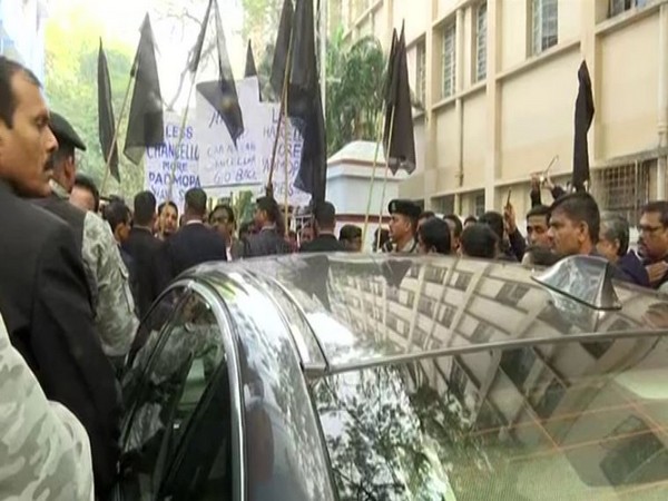 West Bengal Governor Jagdeep Dhankhar while being shown black in the Jadavpur University on Tuesday morning. (Photo/ANI)
