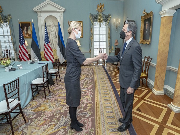 US Secretary of State Antony Blinken with  Minister of Foreign Affairs of Estonia, Eva-Maria Liimets. (Photo Credit - Twitter)
