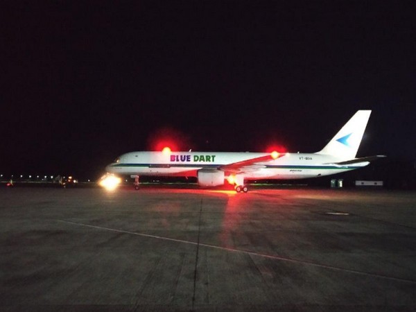 The Blue Dart Air Cargo at Guwahati airport on Wednesday. Photo/ANI