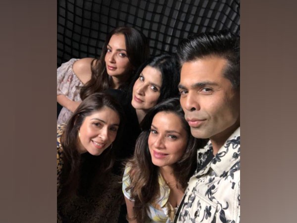 Filmmaker Karan Johar with Seema Khan, Maheep Kapoor, Bhavana Pandey, and Neelam Kothari (Image Source: Instagram)