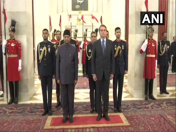 President Ram Nath Kovind and Brazilian counterpart Jair Messias Bolsonaro at Rashtrapati Bhavan on Saturday.