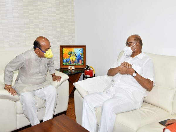 Basavaraja Bommai met NCP chief Sharad Pawar. (Photo/ANI)