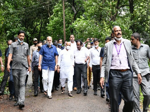 Karnataka Chief Minister Basavaraj Bommai visits flood-hit Uttara Kannada. (Photo/ANI)