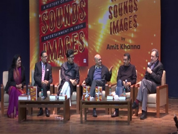 Panelists discussing different facets of the book titled 'Words Sounds Images: A History of Media and Entertainment in India' which was launched in New Delhi on Friday. Photo/ANI