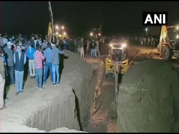 Rescue operations are still underway after a four-year boy fell into an open borewell in UP's Kulpahar (Photo ANI)