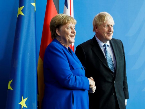 German Chancellor Angela Merkel and British Prime Minister Boris Johnson in Berlin on Wednesday