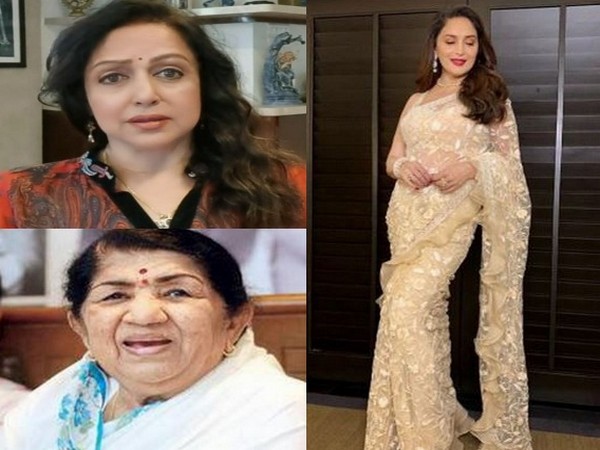 Veteran Bollywood celebrities Lata Mangeshkar Hema Malini, and Madhuri Dixit (Image Source: Social media)