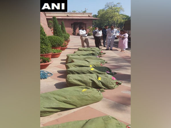 Copies of J-K budget at Parliament on Tuesday. photo/ANI