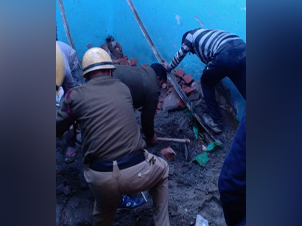 Rescue operation on in Bhajanpura after an under construction building collapsed on Saturday Photo/ANI