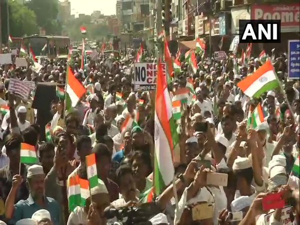 People protesting against the Citizenship Amendment Act, National Register of Citizens and National Population Register in Chennai on Friday.