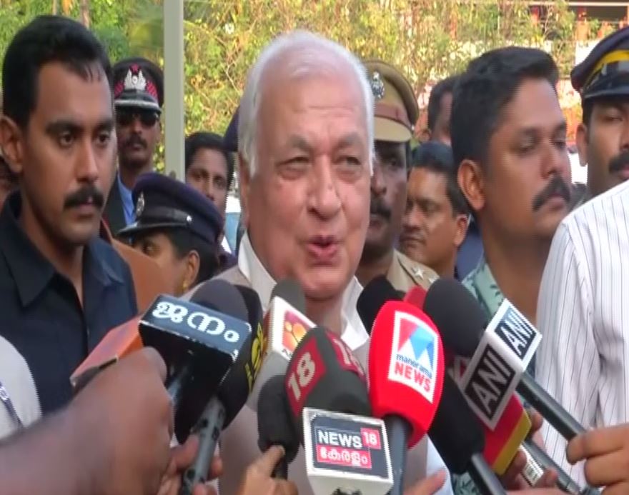 Kerala Governor Arif Mohammed Khan speaking to reporters in Kochi on Friday. Photo/ANI