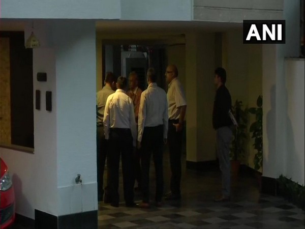 The CBI team at senior Congress leader P Chidambaram's residence in New Delhi on Tuesday. Photo/ANI