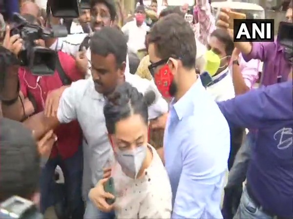 Actors Diganth and Aindrita Ray arrive at CCB office in Bengaluru on Wednesday. Photo/ANI