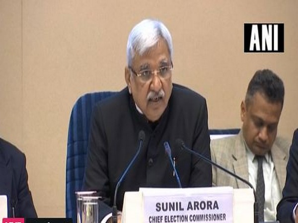 Chief Election Commissioner Sunil Arora talking to media persons in New Delhi on Sunday. Photo/ANI     