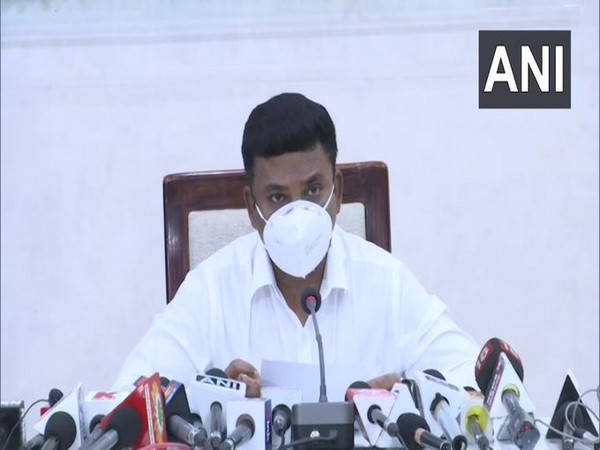 Raipur district collector S Bharathi Dasan speaking to media on Wednesday.