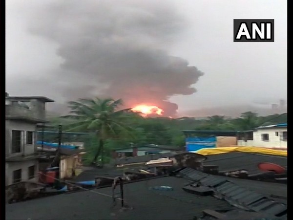 Fire breaks out at a the oil and gas processing plant of ONGC [Photo/ANI]