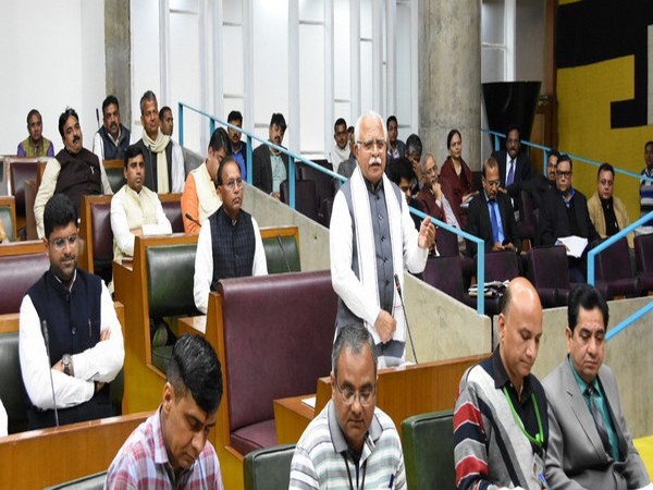 Haryana Chief Minister Manohar Lal Khattar speaking in the Vidhan Sabha on Tuesday in Chandigarh. Photo/ANI  