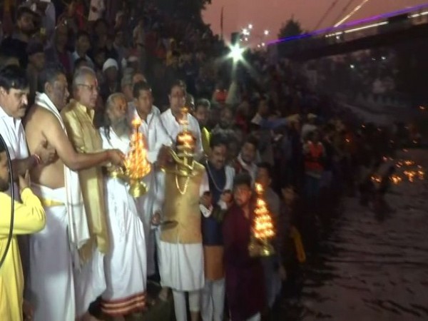 Chief Minister Bhupesh Baghel performs pooja on Kartik Purnima. Photo/ANI