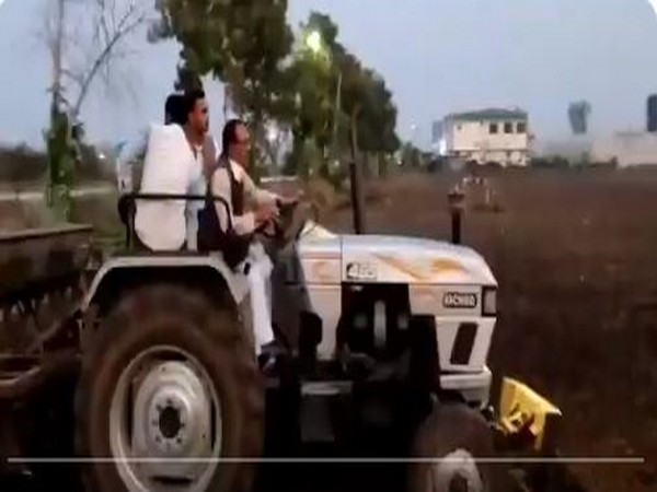 Chief Minister of Madhya Pradesh, Shivraj Singh Chouhan drove tractor on his field in Vidisha on Friday.