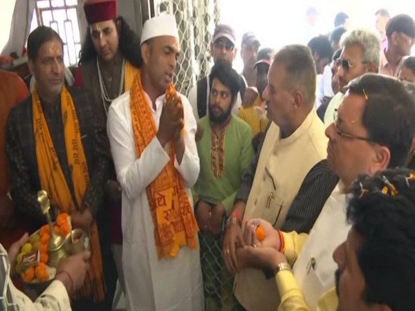 Uttarakhand Chief Minister Pushkar Singh Dhami at Bhadraj Devta temple (Photo/ANI)