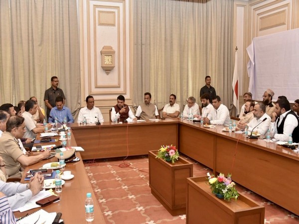 Visuals of the meeting conducted by Maharashtra CM Devendra Fadnavis on Wednesday. (Photo/ANI)