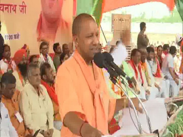 Chief Minister Yogi Adityanath addressing an election rally in Shahjahanpur on Saturday. Photo/ANI