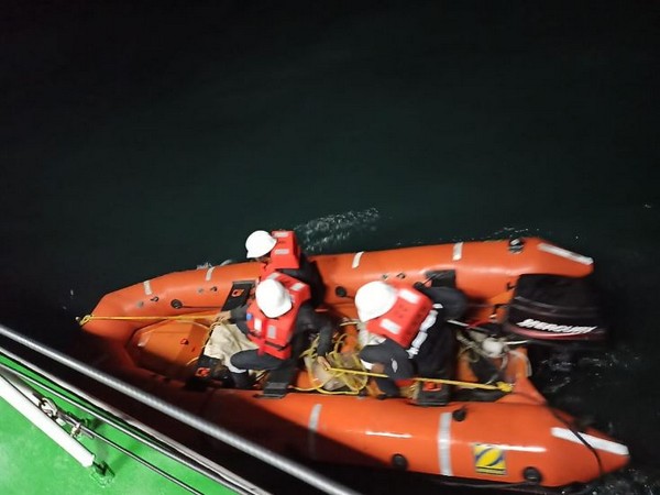 Six fishermen rescued stranded in flooded boat in Porbandar coast. Photo/ANI